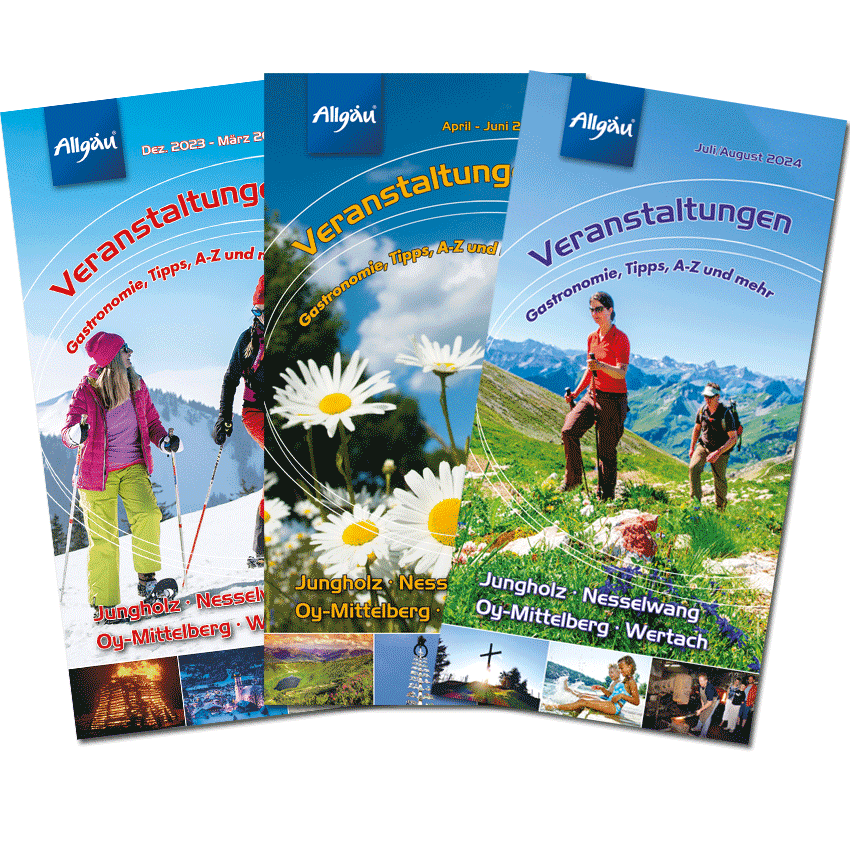 Veranstaltungsprogramms der Gemeinden Jungholz, Nesselwang, Oy-Mittelberg und Wertach